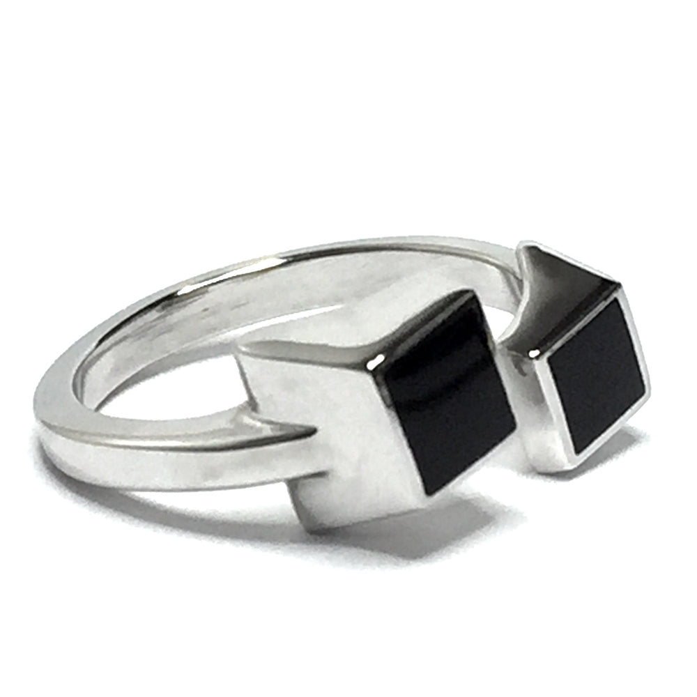 Onyx 2 Square Inlaid Wrap Design Ring