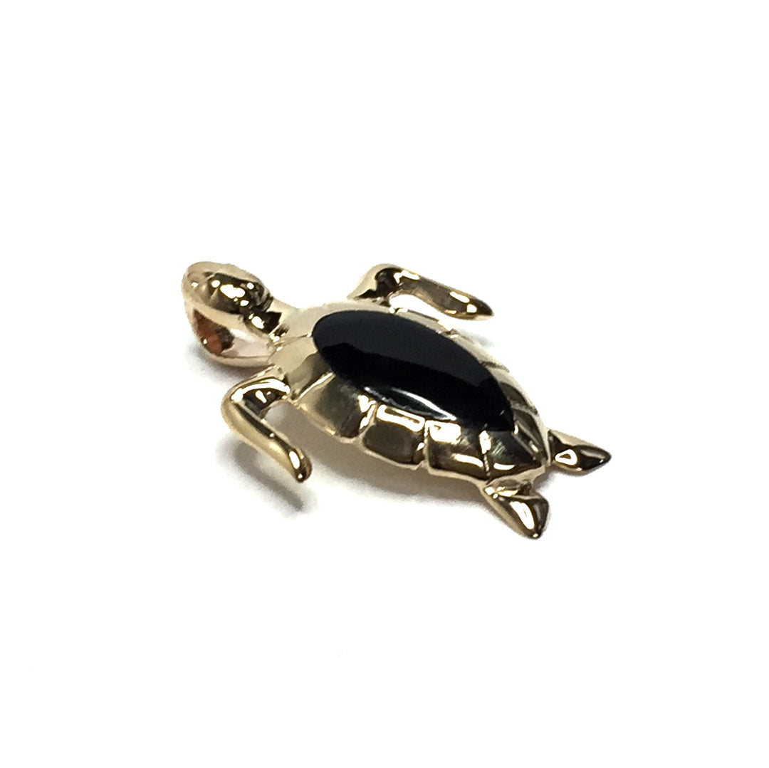 Onyx Inlaid Sea Turtle Pendant