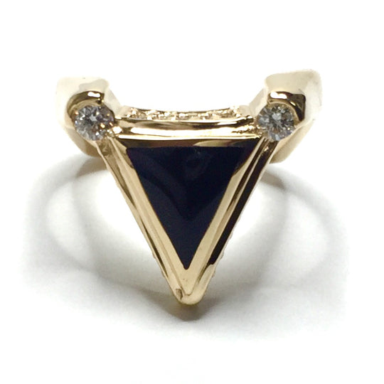 Onyx Triangle Inlaid .31Ctw Diamond Ring