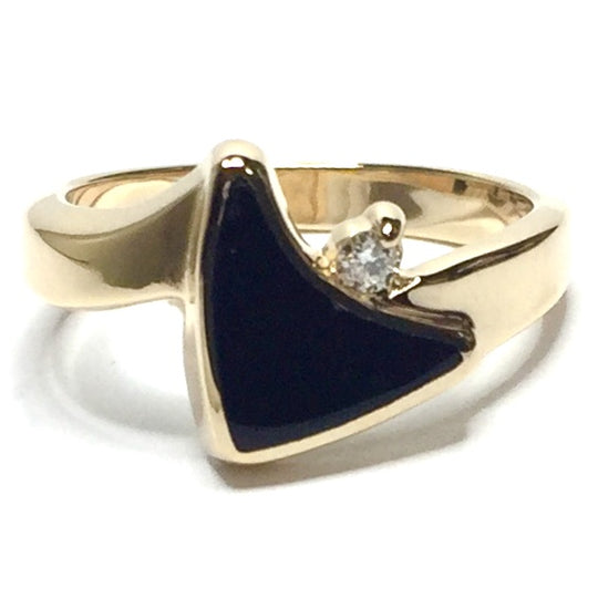 Onyx Inlaid Sail Design .04Ct Diamond Ring