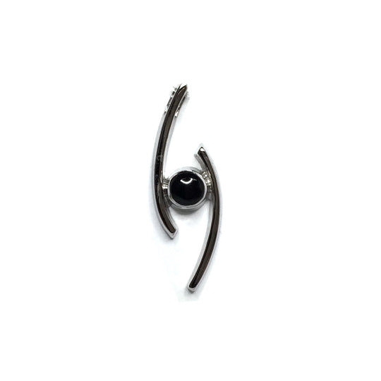Onyx Round Inlay Double Curved Bar Pendant