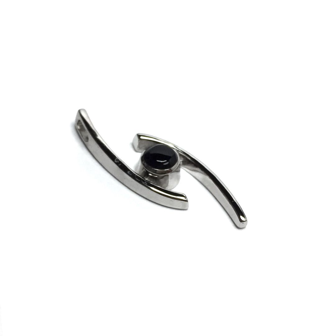 Onyx Round Inlay Double Curved Bar Pendant