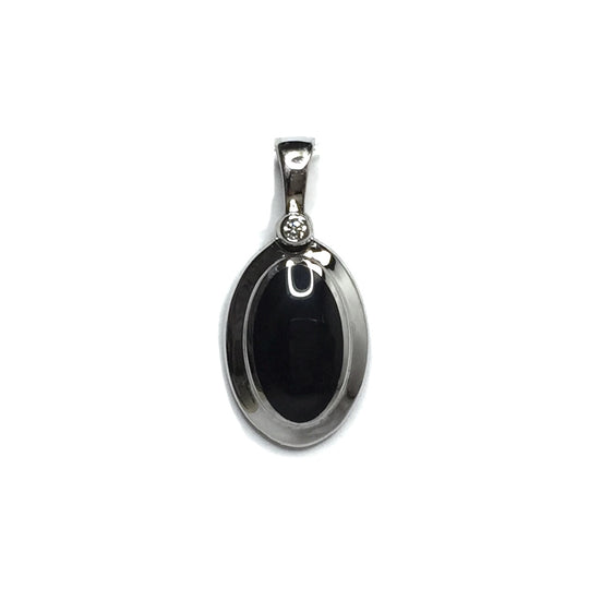 Onyx Oval Inlaid .02Ct Diamond Pendant