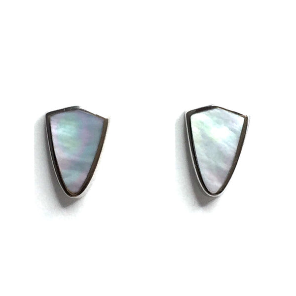 Mother Of Pearl Inlaid Shield Design Earrings