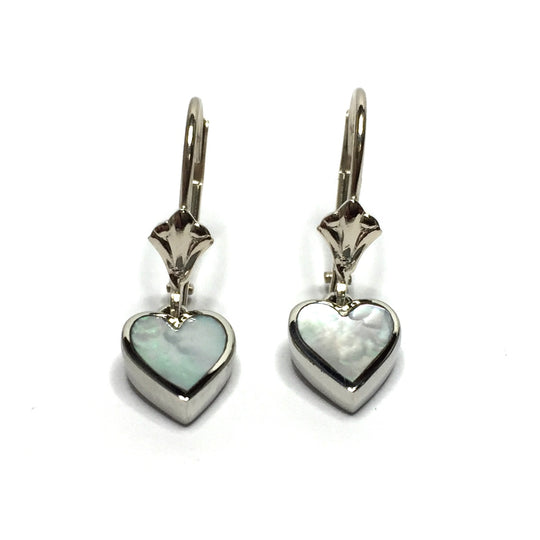Mother Of Pearl Heart Shape Inlaid Earrings