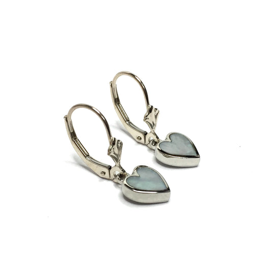 Mother Of Pearl Heart Shape Inlaid Earrings