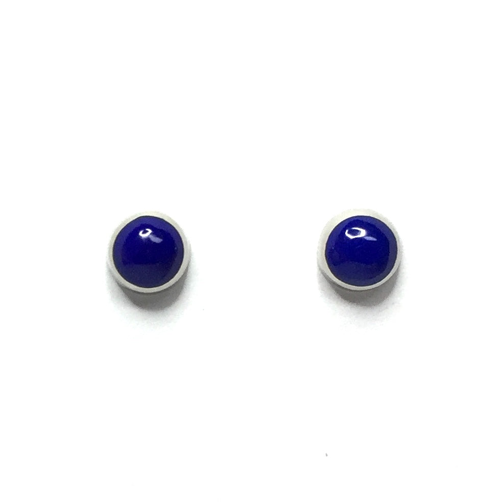 Lapis 6mm Round Inlaid Earrings