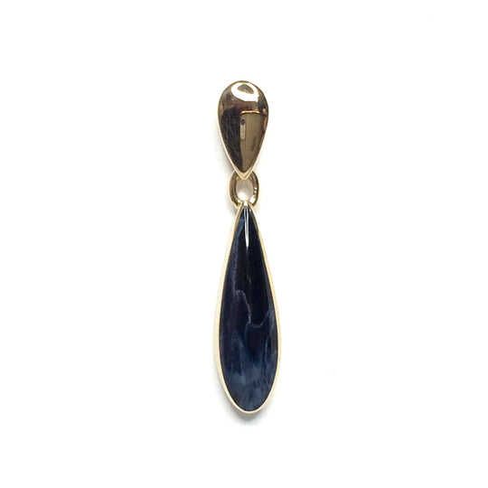 Natural pietersite tear drop inlaid pendant